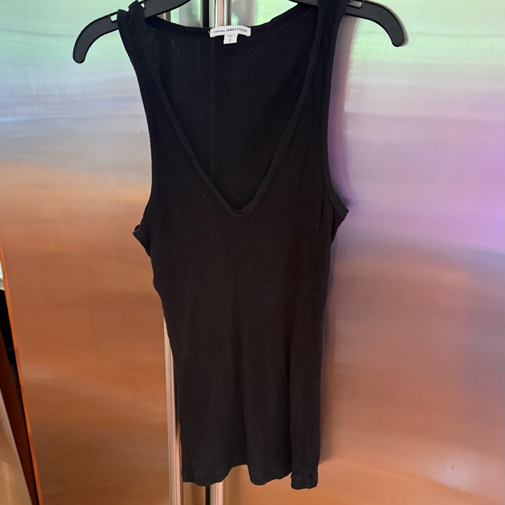 James Perse Black V-Neck Tank Top
